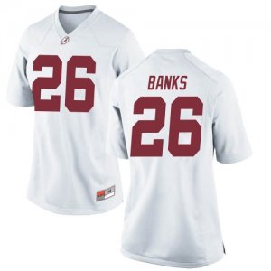 Women's Alabama Crimson Tide #26 Marcus Banks White Game NCAA College Football Jersey 2403JADH0